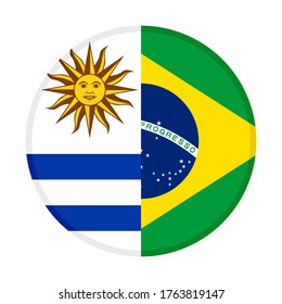 Round icon with uruguay and brazil flags