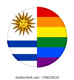 round icon with uruguay and rainbow flag