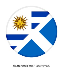 round icon with uruguay and scotland flags, isolated on white background
