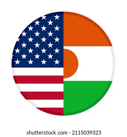 icono circular con banderas usa y niger. ilustración vectorial aislada en fondo blanco
