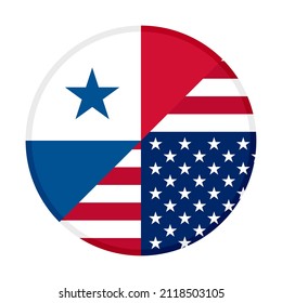 round icon with usa and panama flags. vector illustration isolated on white background