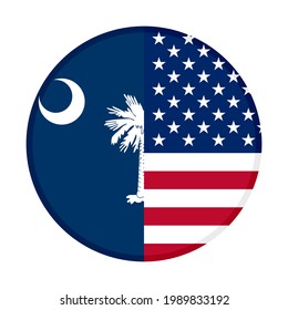 round icon with usa and south carolina flags isolated on white background
