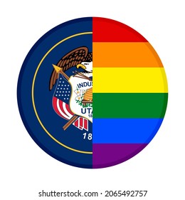 icono circular con banderas utah y arcoiris. ilustración vectorial aislada en fondo blanco	