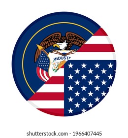 icono circular con la bandera utah y usa