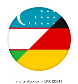 round icon with uzbekistan and germany flags isolated on white background