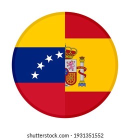 round icon with venezuela and spain flags isolated on white background
