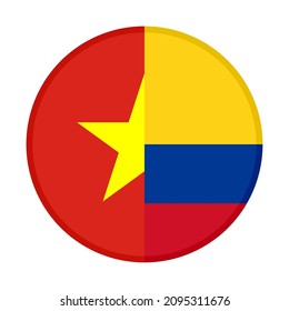 round icon with vietnam and colombia flags. vector illustration isolated on white background
