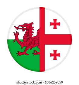 round icon with wales and georgia flags, isolated on white background