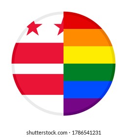 round icon with washington and rainbow flag