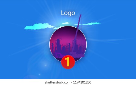 round icon for web site building firm on a blue background