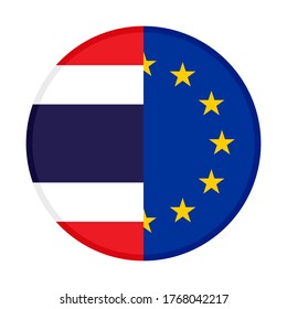 round icon white thailand and europe flags
