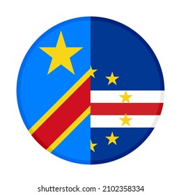 round icon wit dr congo and cape verde flags. vector illustration isolated on white background
