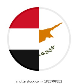 rundes Symbol mit Jemen- und Zypern-Flaggen einzeln auf weißem Hintergrund
