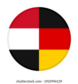 round icon with yemen and germany flags isolated on white background

