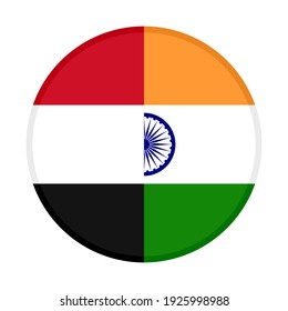 icono circular con banderas yemen e india aisladas en fondo blanco
