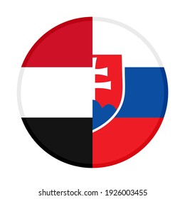 round icon with yemen and slovakia flags isolated on white background
