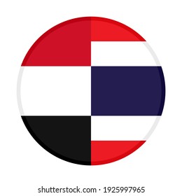 round icon with yemen and thailand flags isolated on white background
