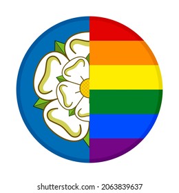 icono circular con banderas de yorkshire y arcoíris. ilustración vectorial aislada en fondo blanco