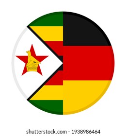 round icon with zimbabwe and germany flags isolated on white background
