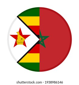 icono circular con banderas de zimbabwe y marruecos aisladas en fondo blanco
