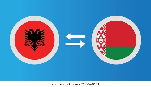 round icons with Albania and Belarus flag exchange rate concept graphic element Illustration template design
