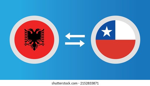 round icons with Albania and Chile flag exchange rate concept graphic element Illustration template design
