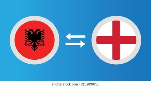 round icons with Albania and England flag exchange rate concept graphic element Illustration template design
