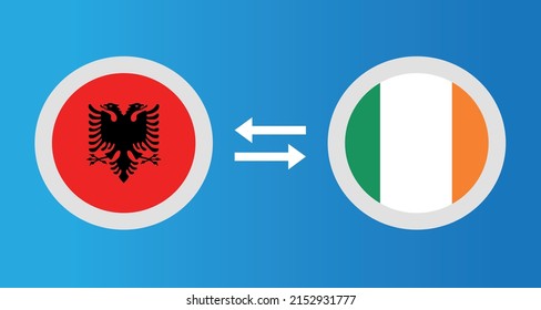 round icons with Albania and Ireland flag exchange rate concept graphic element Illustration template design
