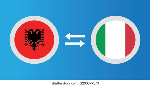 round icons with Albania and Italy flag exchange rate concept graphic element Illustration template design
