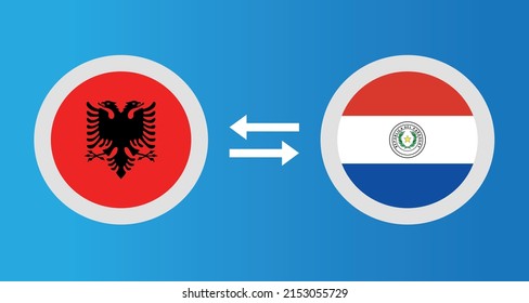 round icons with Albania and Paraguay flag exchange rate concept graphic element Illustration template design
