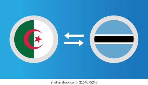 round icons with Algeria and Botswana flag exchange rate concept graphic element Illustration template design
