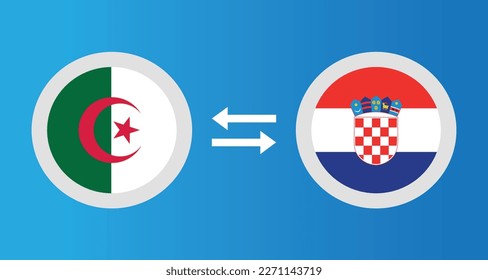 round icons with Algeria and Croatia flag exchange rate concept graphic element Illustration template design
