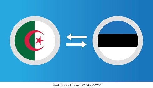 round icons with Algeria and Estonia flag exchange rate concept graphic element Illustration template design

