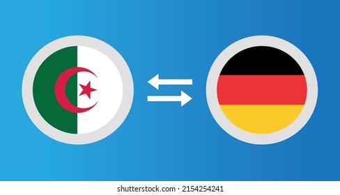 round icons with Algeria and Germany flag exchange rate concept graphic element Illustration template design
