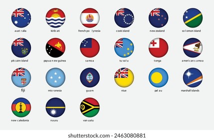 Round Icons of All Australian Country Flags