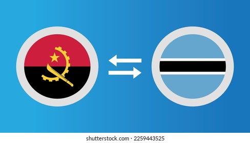 round icons with Angola and Botswana flag exchange rate concept graphic element Illustration template design
