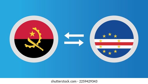 round icons with Angola and Cape Verde flag exchange rate concept graphic element Illustration template design
