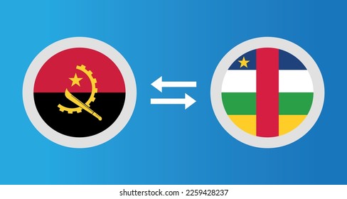 round icons with Angola and CAR flag exchange rate concept graphic element Illustration template design
