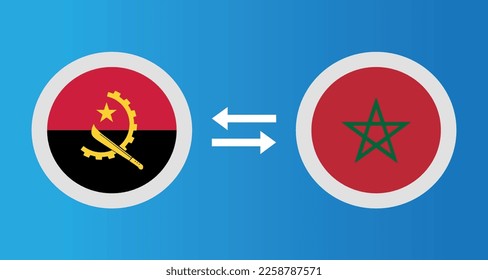 round icons with Angola and Morocco flag exchange rate concept graphic element Illustration template design
