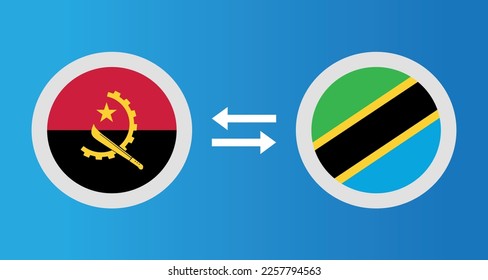 round icons with Angola and Tanzania flag exchange rate concept graphic element Illustration template design
