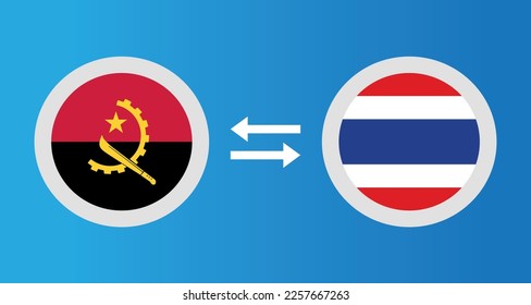 round icons with Angola and Thailand flag exchange rate concept graphic element Illustration template design
