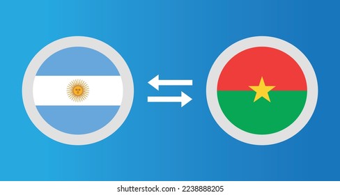 Rundsymbole mit Argentinien und Burkina Faso Flag Wechselkurs-Konzept Grafikelement Illustration Vorlage Design
