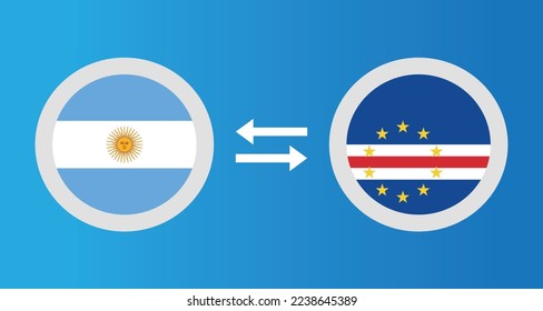 round icons with Argentina and Cape Verde flag exchange rate concept graphic element Illustration template design
