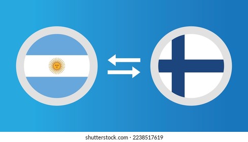 round icons with Argentina and Finland flag exchange rate concept graphic element Illustration template design
