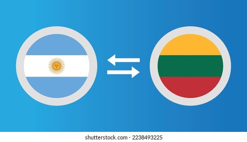 round icons with Argentina and Lithuania flag exchange rate concept graphic element Illustration template design
