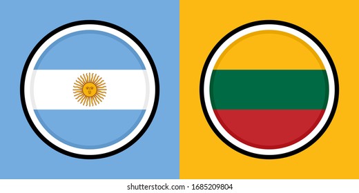 round icons, argentina and lithuania flags