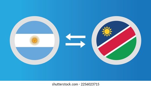 round icons with Argentina and Namibia flag exchange rate concept graphic element Illustration template design

