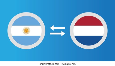 round icons with Argentina and Netherlands flag exchange rate concept graphic element Illustration template design
