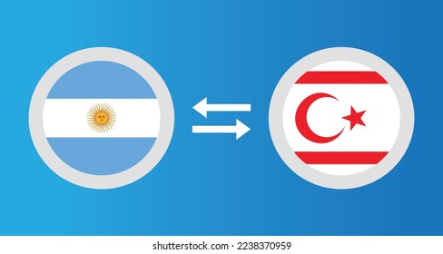 round icons with Argentina and Northern Cyprus flag exchange rate concept graphic element Illustration template design
