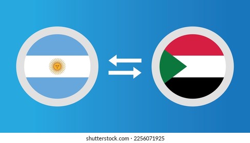 round icons with Argentina and Sudan flag exchange rate concept graphic element Illustration template design
